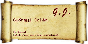 Györgyi Jolán névjegykártya
